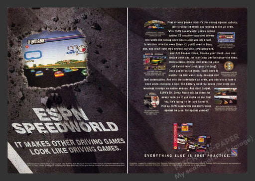 1994 ESPN Speedworld Video Game Print Advertisement (2 Pgs)