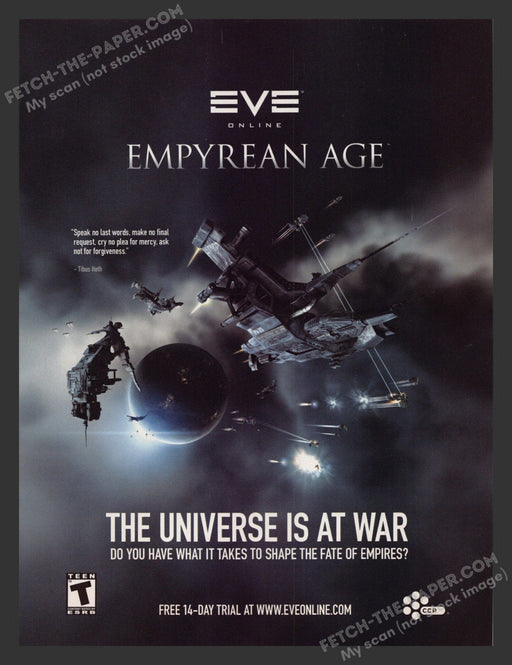 2008 Print Advertisement Eve Online: Empyrean Age Video Game Ad.