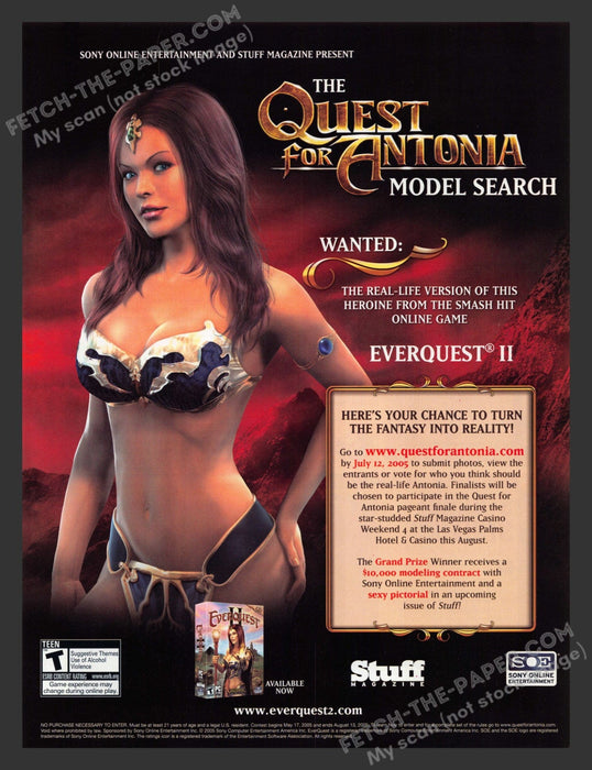 2005 Print Advertisement Everquest II Quest for Antonia Video Game Ad.