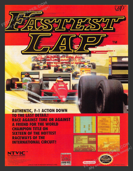 1991 Print Advertisement Fastest Lap Video Game Ad.