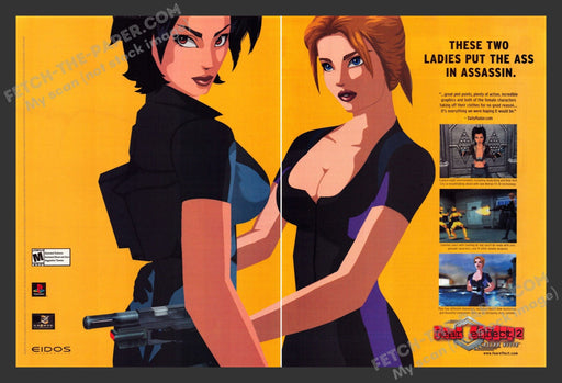 2001 Print Advertisement 2 Page Fear Effect2: Retro Helix Video Game Ad.