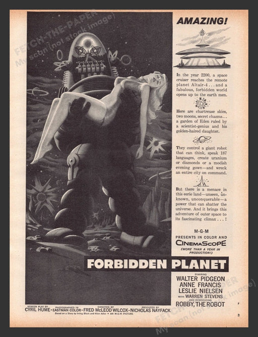 1956 Forbidden Planet Movie Release Print Advertisement Ad