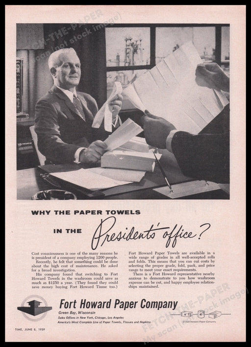 Fort Howard Paper Company 1950s Print Advertisement Ad 1959 Fetch the Paper!