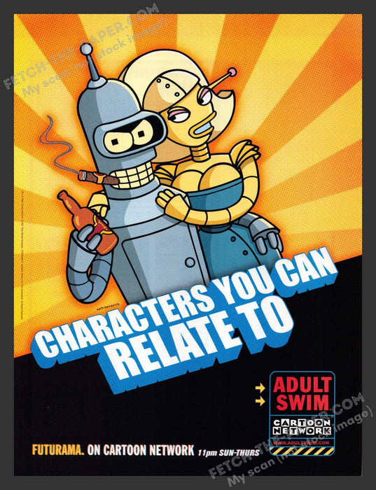 2003 Adult Swim Cartoon Network Futurama T.V. Show Print Advertisement Ad.