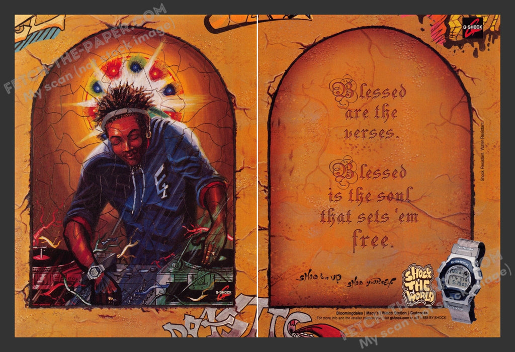 2000 Print Advertisement 2 Page G-Shock Watches D.J. Illustration Ad.