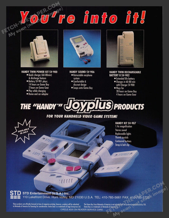 1992 Print Advertisement Game Boy "Handy" Joyplus Accessory  Video Game Ad.