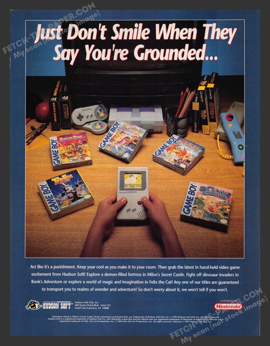 1993 Print Advertisement Game Boy Nintendo Grounded by Parents Video Game Ad.