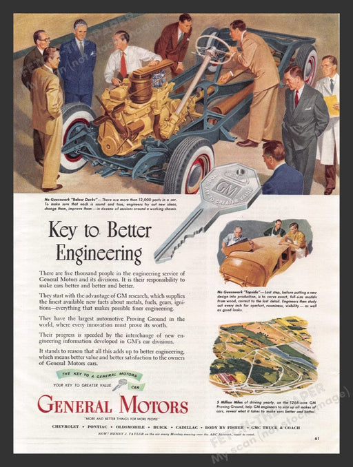 1949 General Motors Key to Better Engineering Print Advertisement Ad