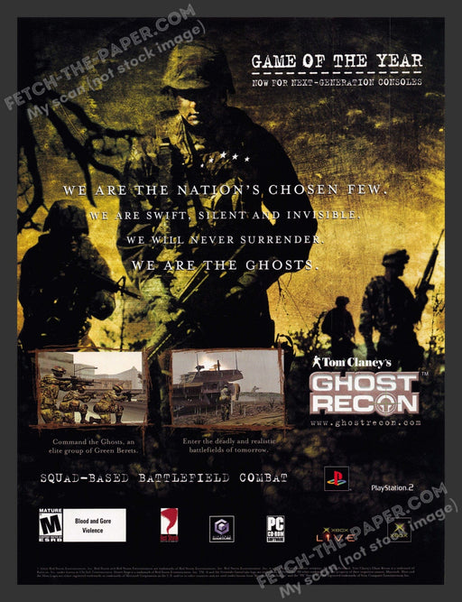 2002 Ghost Recon Tom Clancy Video Game Print Advertisement.