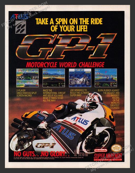 1993 Print Advertisement GP-1 Motorcycle World Challenge Video Game Ad.
