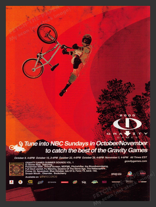 2000 Gravity Games T.V. Show Athletes BMX Print Advertisement Ad.