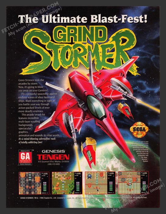 1993 Print Advertisement Grind Stormer Video Game Ad.