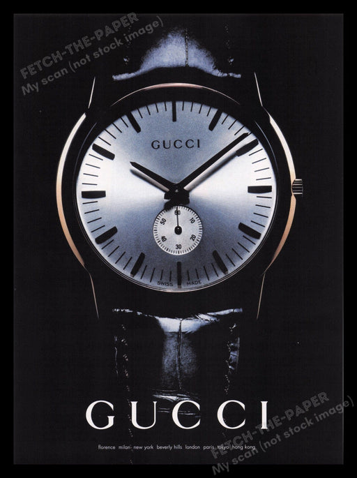 Gucci Watch 2000s Print Advertisement Ad 2001 Swiss Made Fetch the Paper!