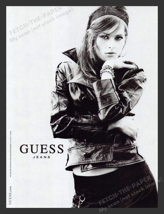 2003 Guess Jeans Black & White Sexy Brunette Print Advertisement Ad