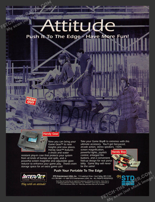 1994 Print Advertisement Handy Gear Handy Boy Portable Video Game Ad.