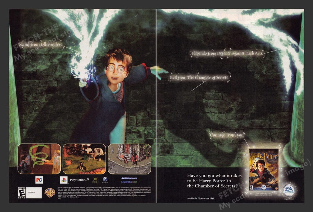 2002 Harry Potter: Chamber of Secrets Video Game Print Advertisement (2 Pages)