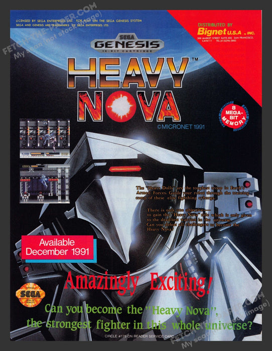 1991 Print Advertisement Heavy Nova Video Game Ad.