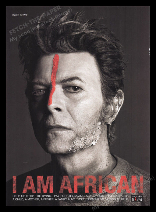 "I am African" HIV Aids Campaign 2000s Print Advertisement Ad 2006 David Bowie Fetch the Paper!