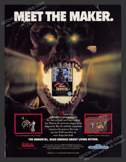 1991 Print Advertisement Immortal Video Game Ad.