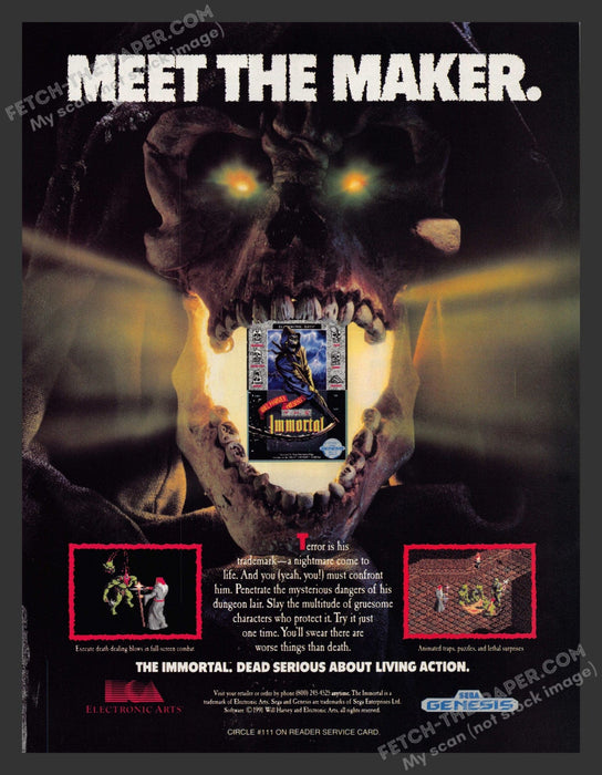 1991 Print Advertisement Immortal Video Game Ad.