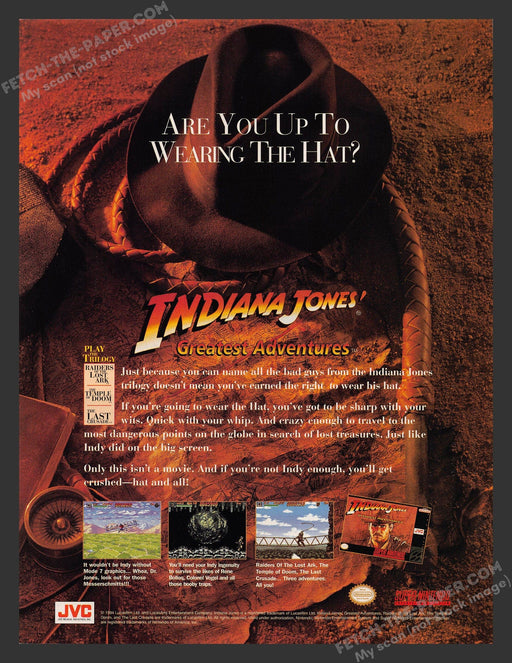 1994 Print Advertisement Indiana Jones' Greatest Adventures Video Game Ad.