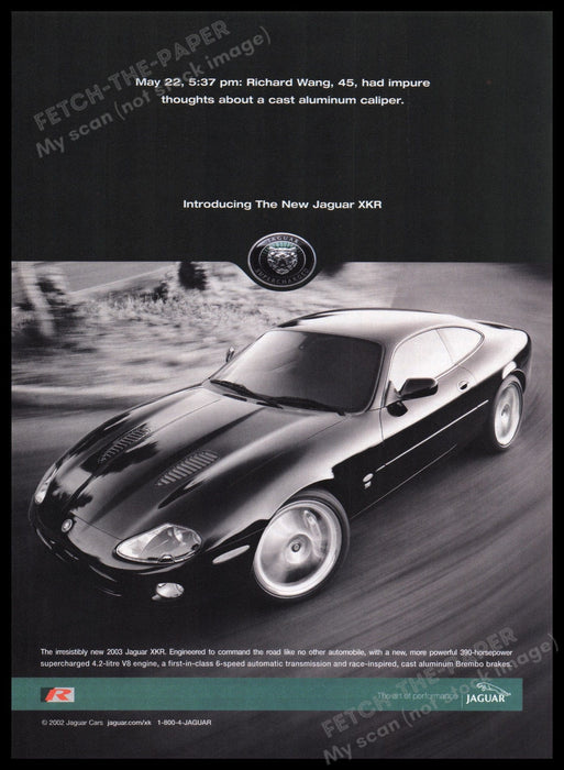 Jaguar XKR 2000s Print Advertisement Ad 2002 Fetch the Paper!