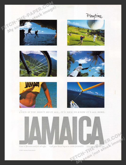 1998 Print Advertisement Jamaica Playtime International Travel Ad.