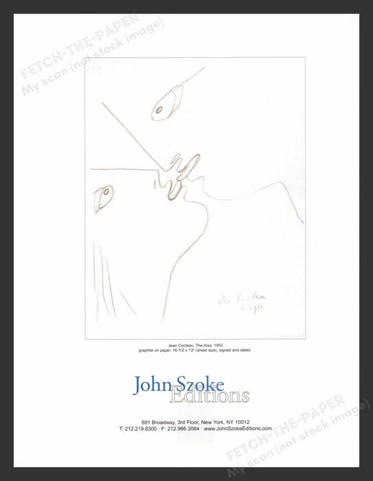 2004 Jean Cocteau "The Kiss" NYC Art & Artist Print Advertisement Ad