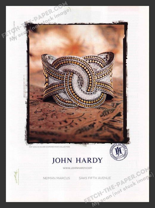 2007 Print Advertisement John Hardy Jewelry Dot Gold & Silver Diamond Pave Ad.