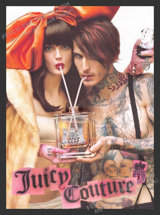 2007 Print Advertisement Juicy Couture Fragrance Tatooed Couple Ad.