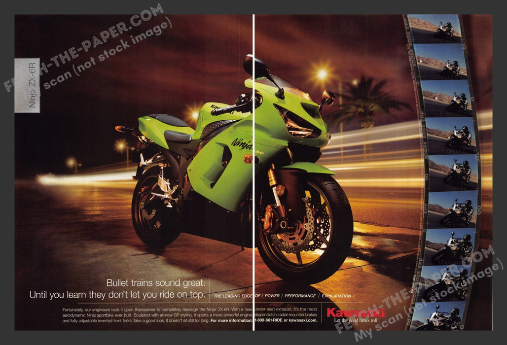 2005 Print Advertisement 2 Page Kawasaki Ninja ZX-6R Motorcycle Ad.