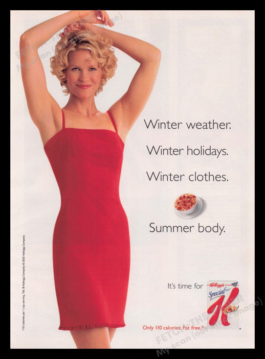 Kellogg's Special K 2000s Print Advertisement Ad 2001 Cereal Slim Blonde Model Fetch the Paper!