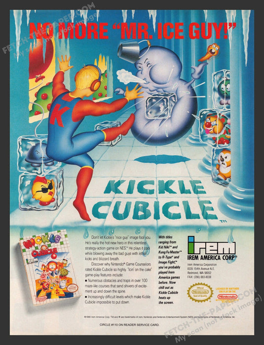 1990 Print Advertisement Kickle Cubicle Video Game Ad.