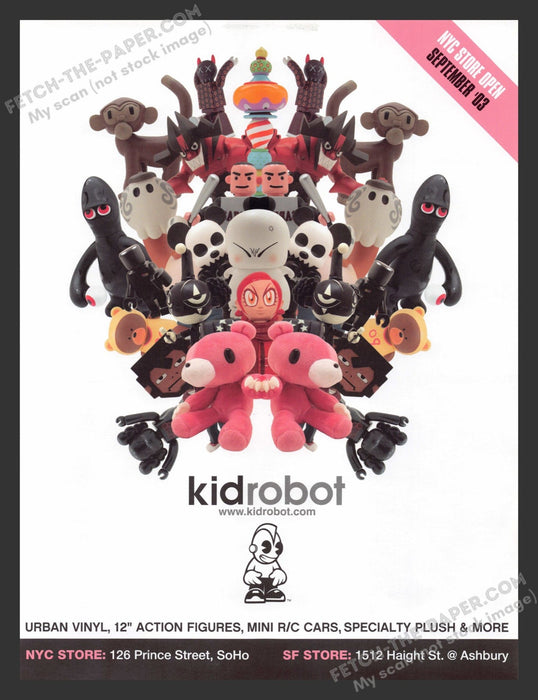 2003 Kid Robot Urban Vinyl Figures Toys NYC San Francisco Print Advertisement Ad.