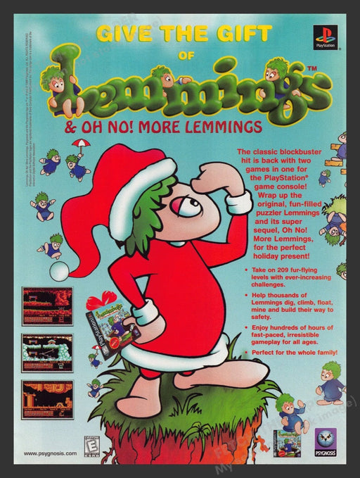 1998 Lemmings "Give the gift" Holiday Video Game Print Advertisement