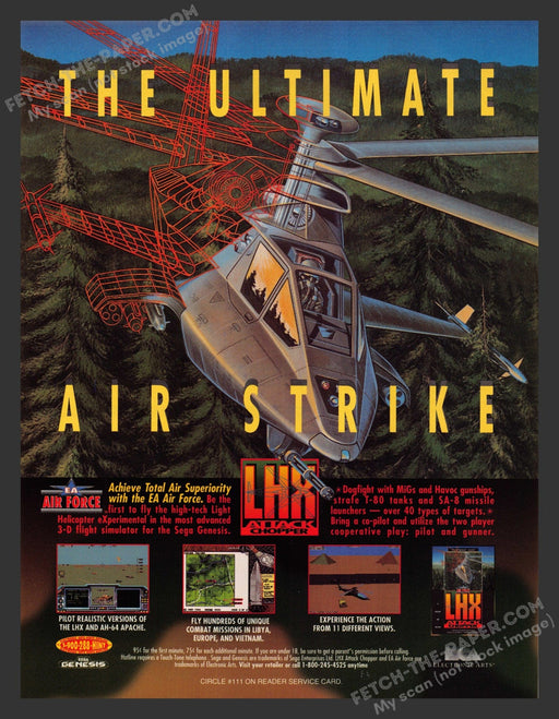 1992 Print Advertisement LHX Attack Chopper Video Game Ad.