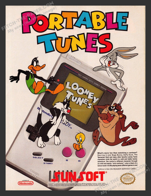 1992 Print Advertisement Looney Tunes Game Boy Video Game Ad.