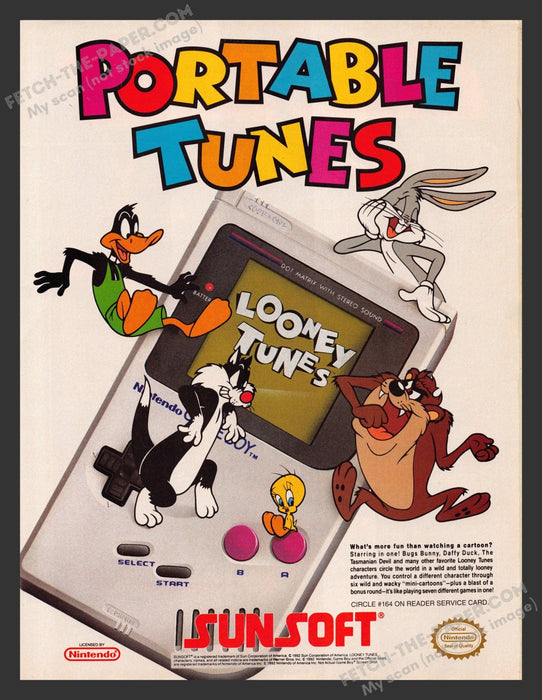 1992 Print Advertisement Looney Tunes Game Boy Video Game Ad.
