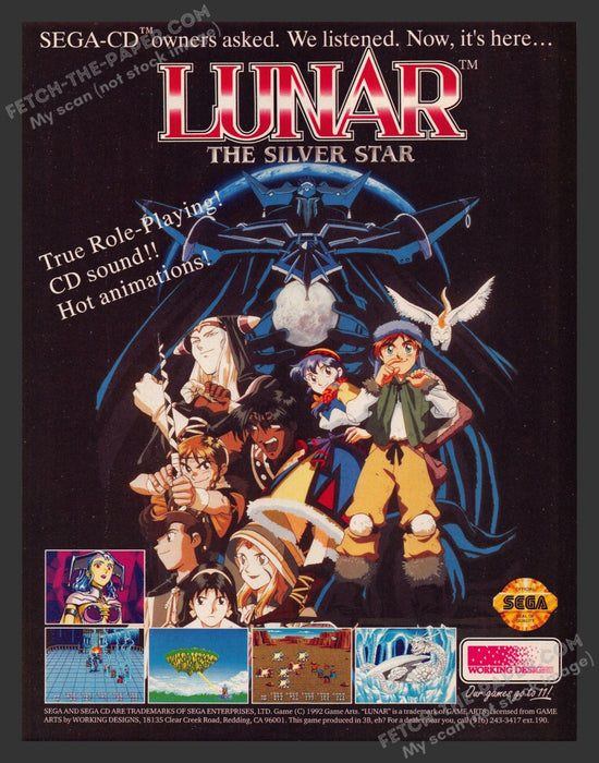 Lunar The Silver Star Sega Video Game 1990s Print Advertisement Ad 1992 Fetch the Paper!
