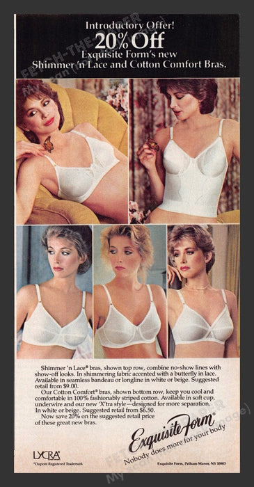 1983 Lycra Exquisite Form Shimmer 'n Lace Bra Print Advertisement Ad