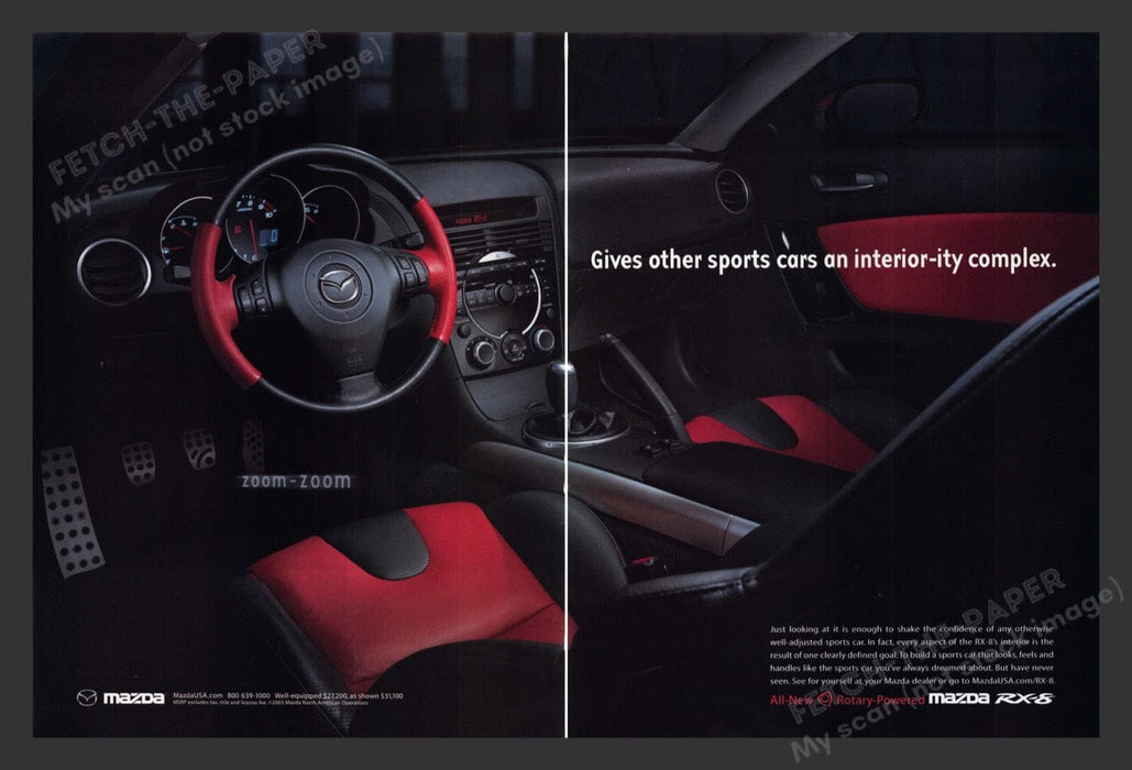 2003 Mazda RX-8 Red & Black Interior Print Advertisement (2 Pages)
