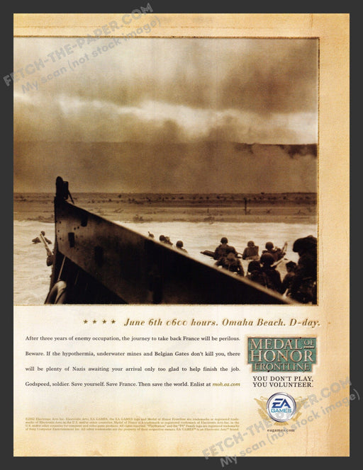 2002 Print Advertisement Medal of Honor: Frontline Video Game Ad.