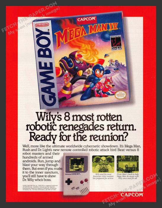 1993 Print Advertisement Mega Man IV Video Game Ad.