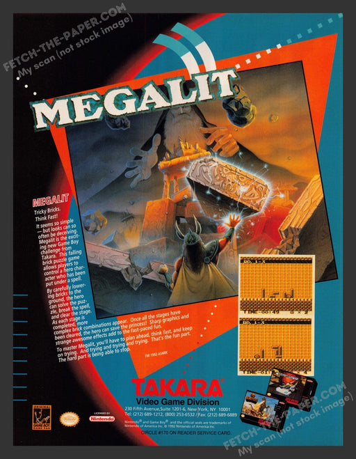 1992 Print Advertisement Megalit Video Game Ad.