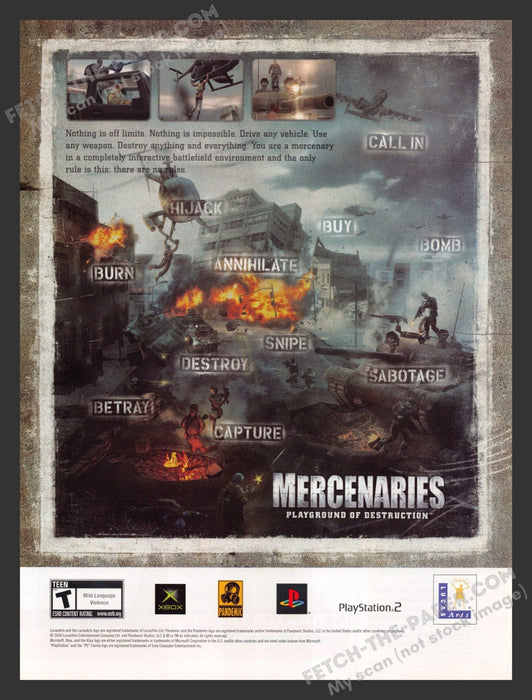 2005 Print Advertisement Mercenaries: Playground of Destruction Video Game Ad.