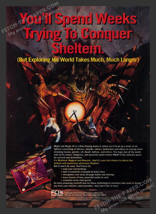 1994 Print Advertisement Might and Magic III: Isles of Terra Video Game Ad.