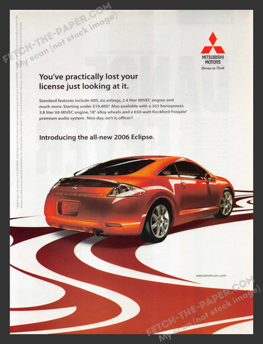 2005 Print Advertisement Mitsubishi Orange Eclipse Car Ad.