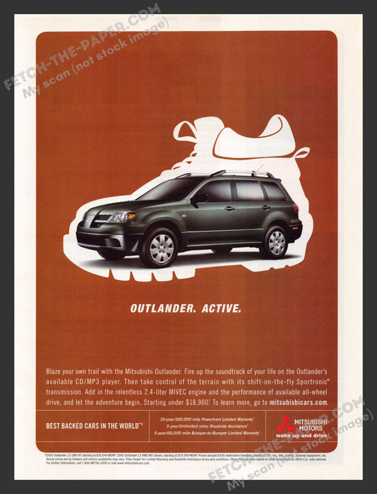 2005 Print Advertisement Mitsubishi Outlander "Blaze Your Own Trail"  Ad.