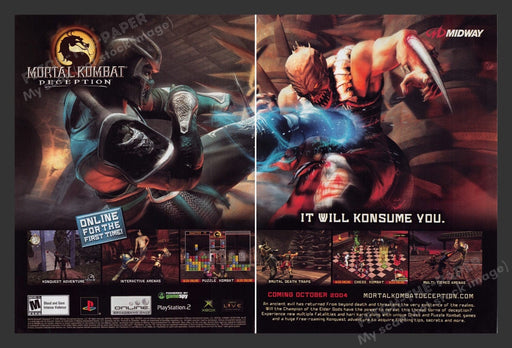 2004 Mortal Kombat: Deception Video Game Print Advertisement (2 Pages)