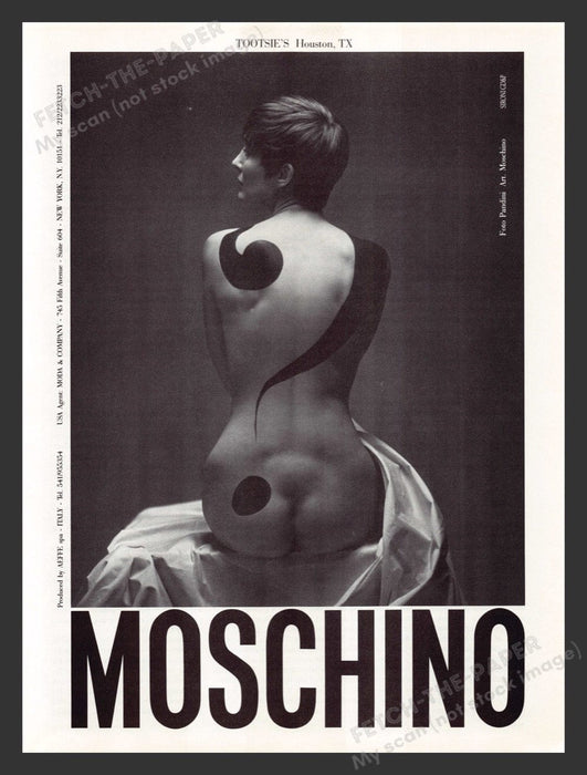 1990 Moschino Art Nude Question Mark Back Print Advertisement Ad